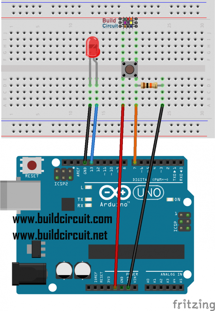 Arduino Project 7- Button tactile switch and LED - BuildCircuit.COM