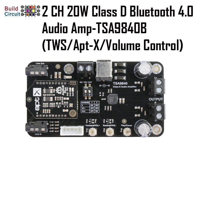2 X 20W Class D Bluetooth Audio Amplifier Board - TSA9840B (TWS/Apt-X)
