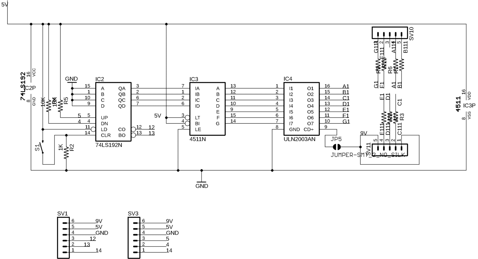 Single digit common anode up and down counters/drivers for seven segme ...